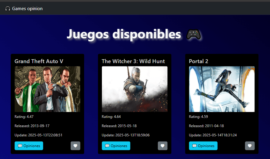 App web con API de videojuegos.
